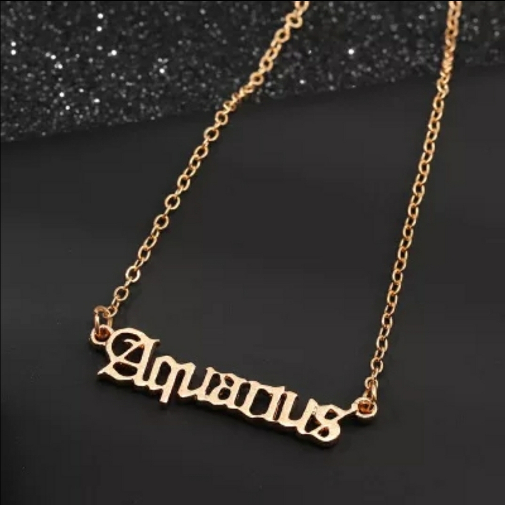 AQUARIUS Zodiac Gold Chain Necklace!
